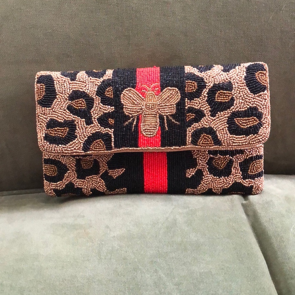 Bee Beaded Clutch